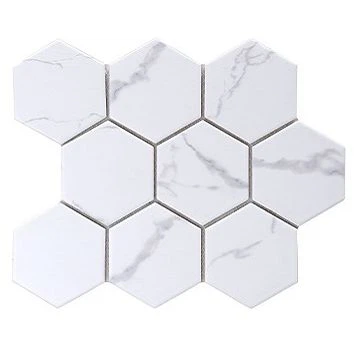 육각 모자이크 타일 화이트